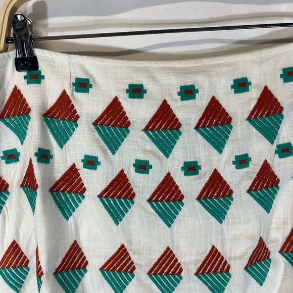 NWT THML Brea Embroidered Mini Skirt Stitch Fix Teal Green Linen Blend Size L - Picture 3 of 9